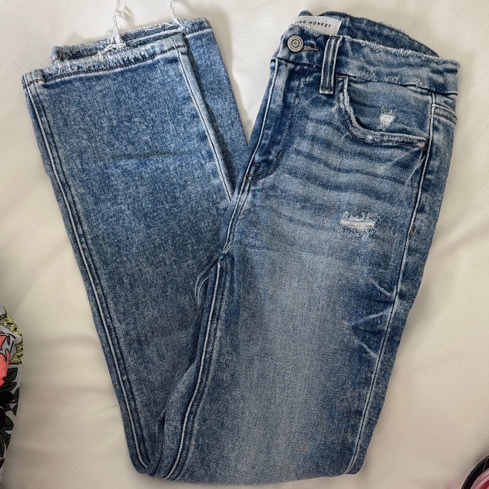 Flying Monkey Women's Skinny Jeans in Faded Blue Wash